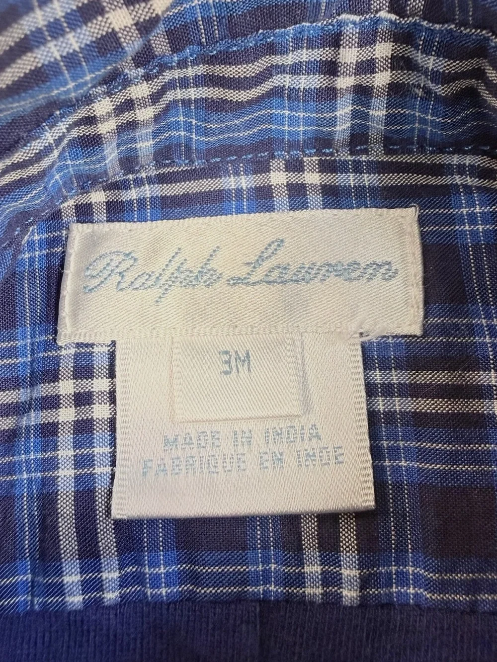 RALPH LAUREN 3 Months Plaid Lined Romper Button Front Polo Baby Preppy Classic‎